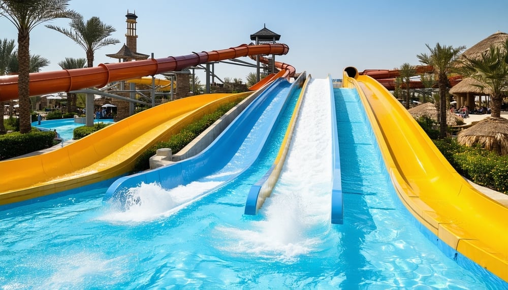 Aquaventure World Dubai waterpark with slides and pools Aquaventure World Dubai waterpark with slides and pools