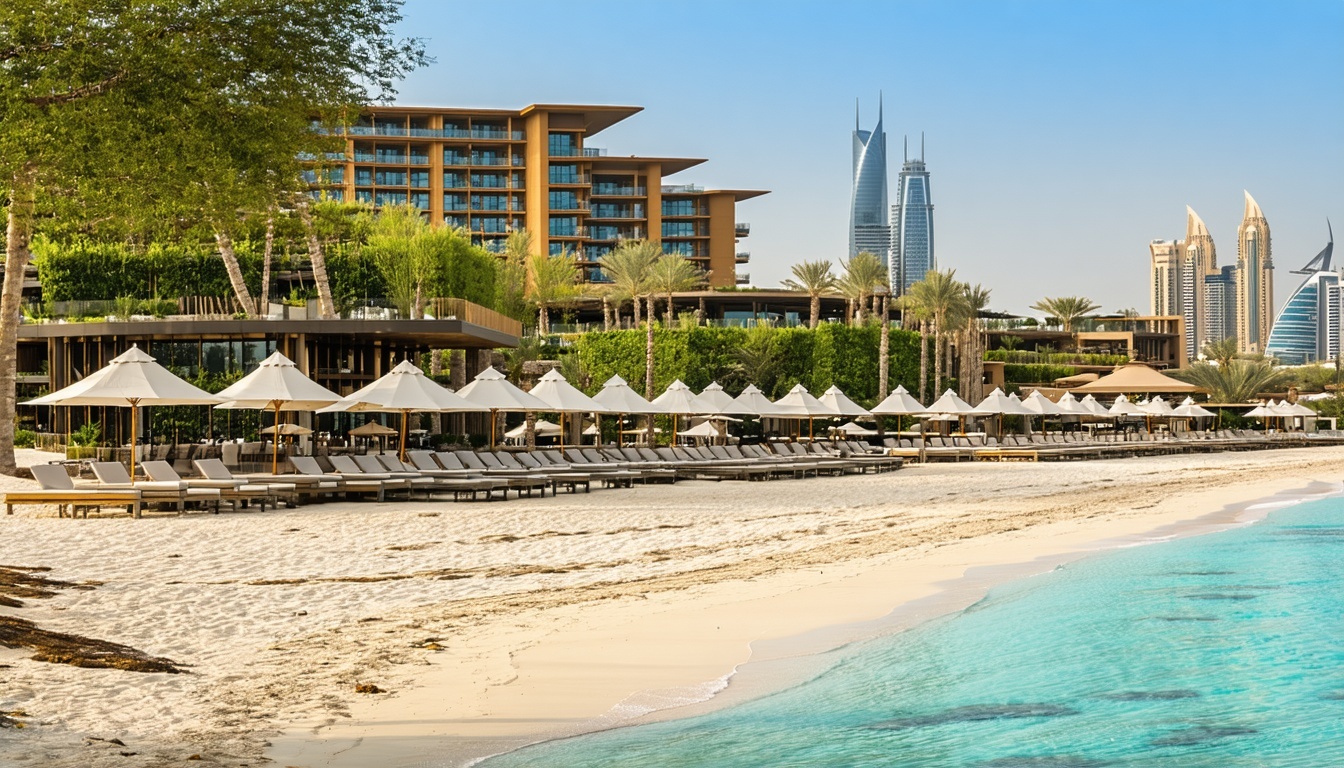 Relaxing private beaches and cabanas at Aquaventure World Dubai